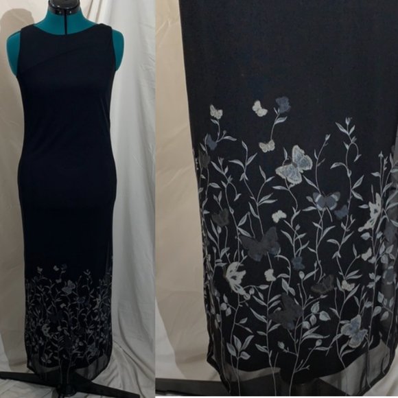 Jalate Dresses & Skirts - Long Black dress with floral embroidery